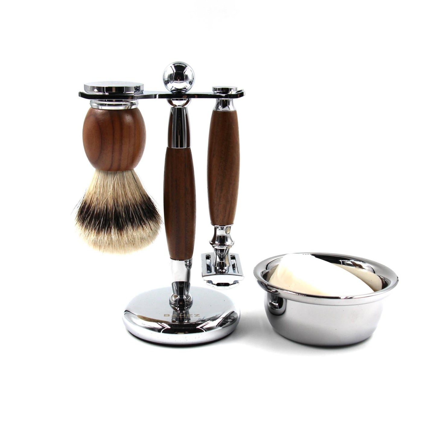 BAHEZ Shaverkit – Silvertip Collection (4-delt luksus barbersæt)